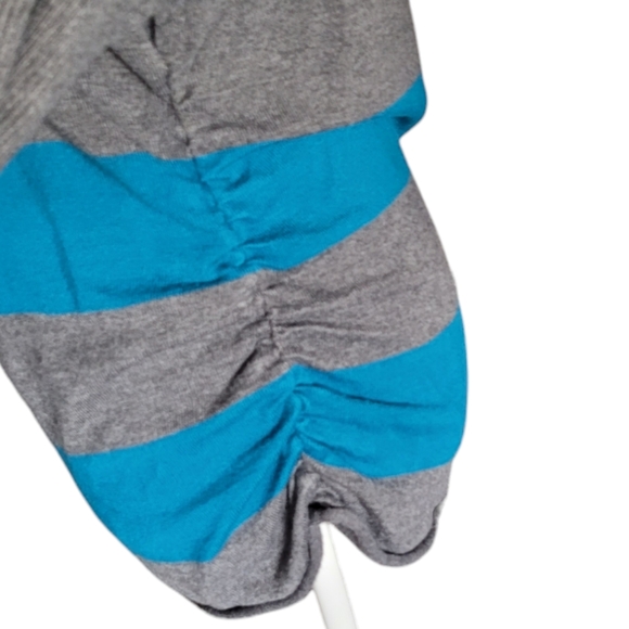 Dots blue and grey striped dolman style sweater Size L - Picture 6 of 7